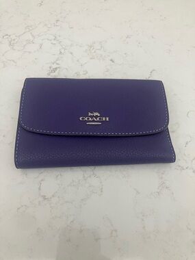 Coach Purple Pebbled Leather Medium Flap Wallet